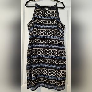 White House Black Market  dress, black with embroidery.  Size 14 NWT